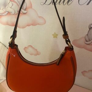 Orange Leather Shoulder Bag